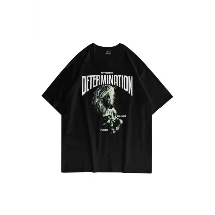Unisex Determination Siyah Tshirt