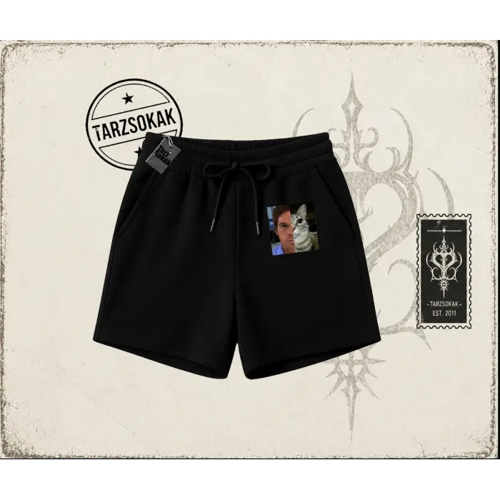 Unisex Dexter Cat Unisex Şort Beyaz