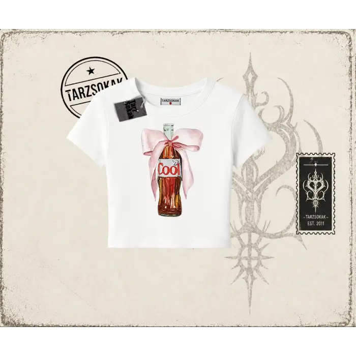 Unisex Diet Cool Kadın Baby Tee Beyaz