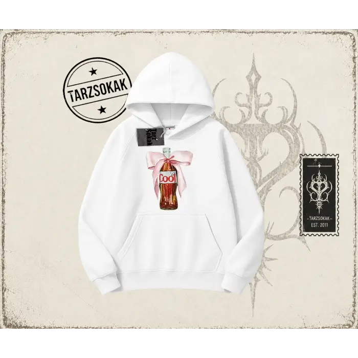 Unisex Diet Cool Oversize Unisex Kapşonlu Sweatshirt Beyaz