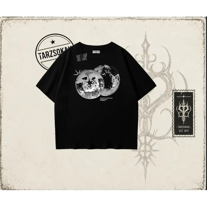 Unisex Discoball Oversize Unisex Tişört Beyaz