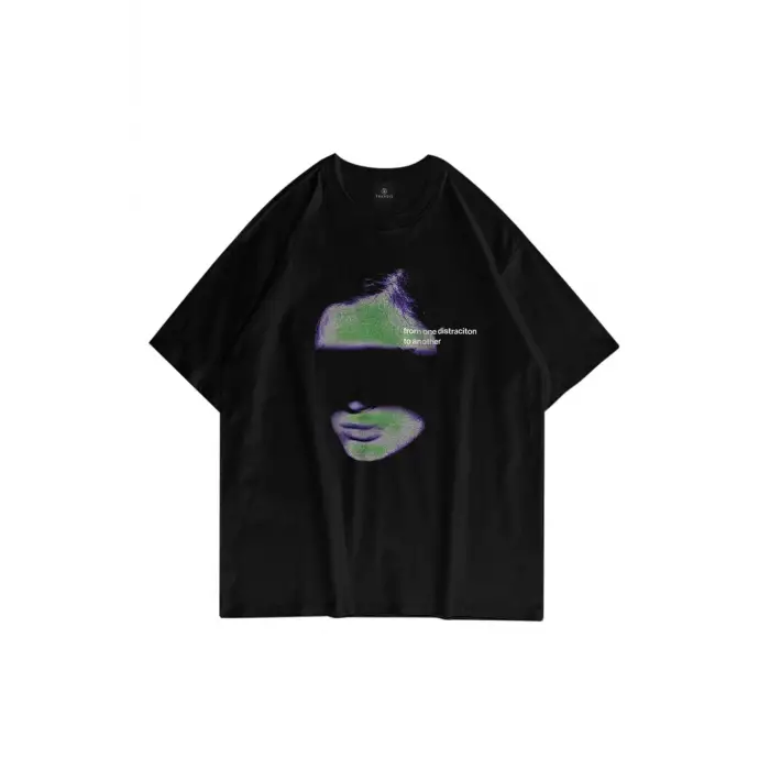 Unisex Distraction Siyah Tshirt