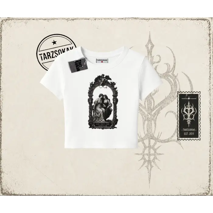 Unisex Do not be Afraid Kadın Baby Tee Beyaz