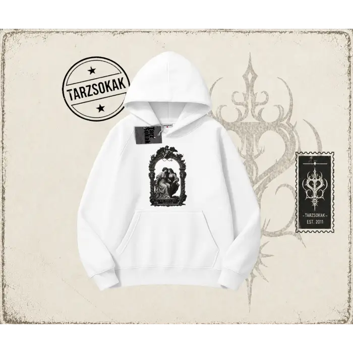 Unisex Do not be Afraid Oversize Unisex Kapşonlu Sweatshirt Beyaz
