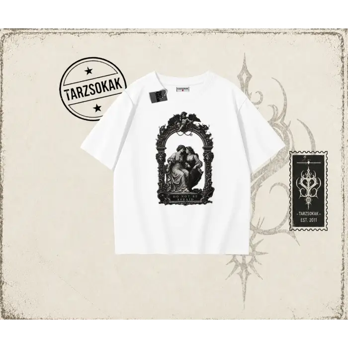 Unisex Do not be Afraid Oversize Unisex Tişört Beyaz