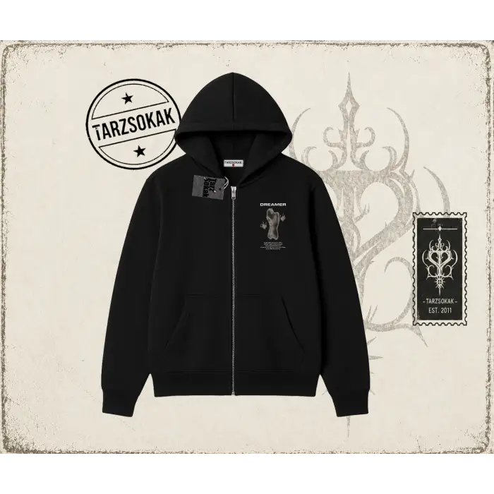 Unisex Dreamer Oversize Unisex Hırka & Çeket Fermuarlı Sweatshirt Beyaz