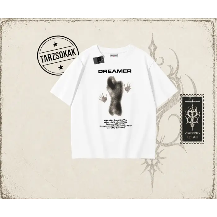 Unisex Dreamer Oversize Unisex Tişört Beyaz