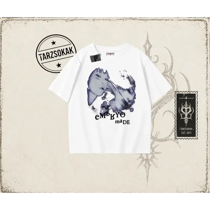Unisex Embryo Oversize Unisex Tişört Beyaz