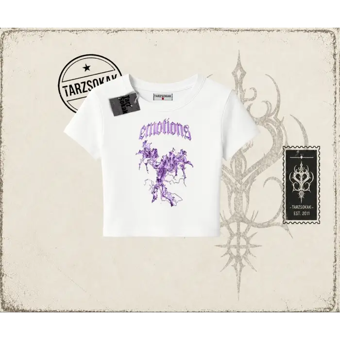 Unisex Emotions Kadın Baby Tee Beyaz