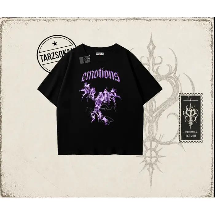 Unisex Emotions Oversize Unisex Tişört Beyaz