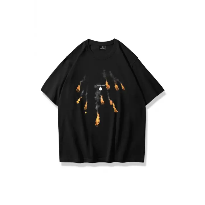 Unisex Fireball Tshirt Siyah
