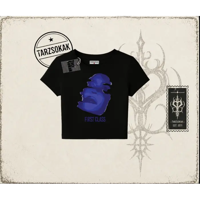 Unisex First Class Kadın Baby Tee Beyaz