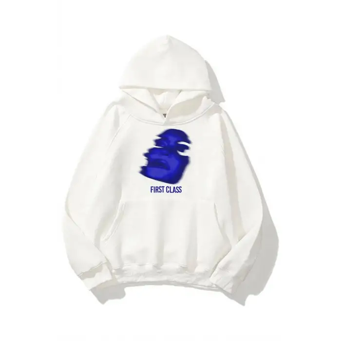 Unisex First Class Sweatshirt Hoodie Beyaz