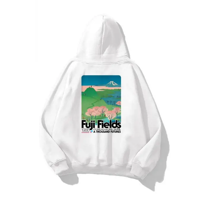 Unisex Fuji Fields Sweatshirt Beyaz