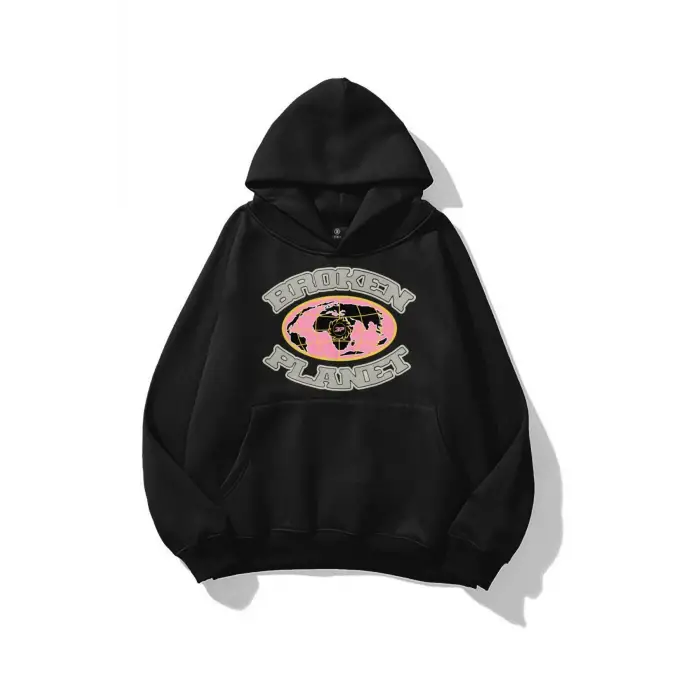 Unisex Globe Broken Planet Sweatshirt Siyah