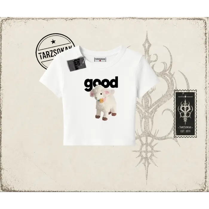 Unisex Good Kadın Baby Tee Beyaz