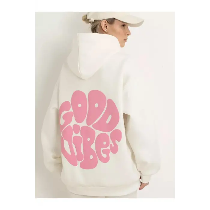 Unisex Good Vibes Sweatshirt Beyaz