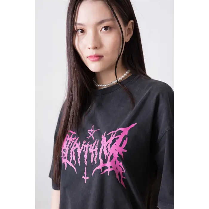 Unisex Gothic Harajuku Antrasit Tshirt