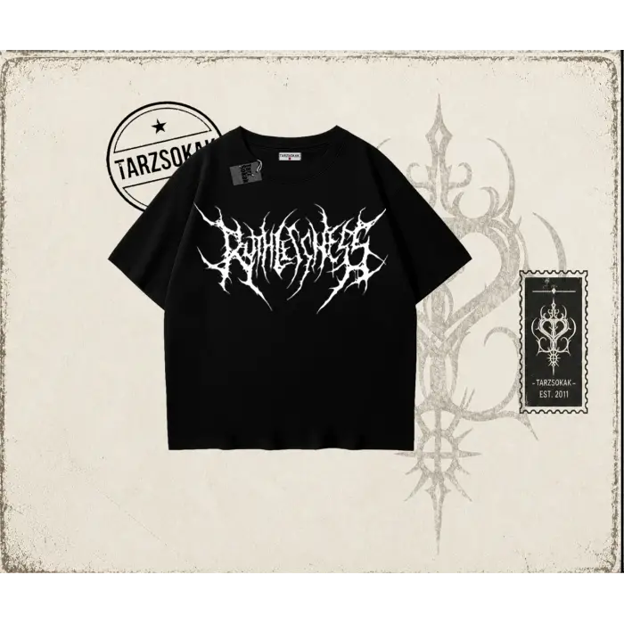 Unisex Gothic Ruthless Oversize Unisex Tişört Beyaz