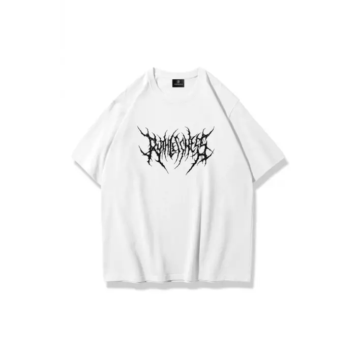 Unisex Gothic Ruthless Tshirt Beyaz