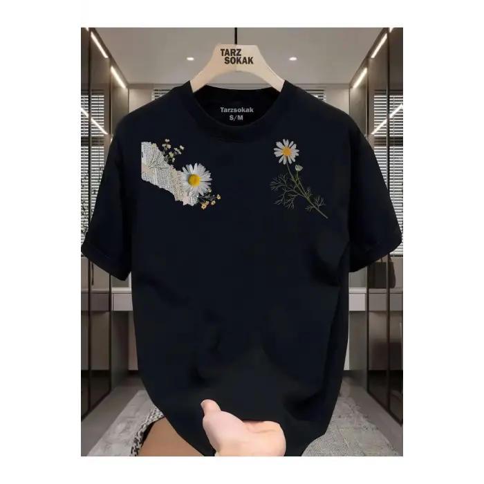 UNİSEX Gülüşü güzel kadınlar papatya sever T-shirt