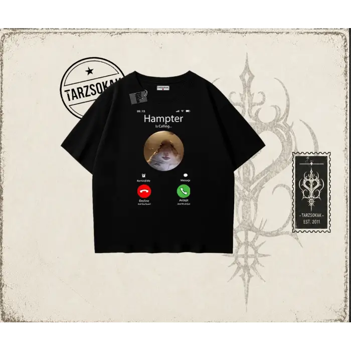Unisex Hampter is Calling Oversize Unisex Tişört Beyaz