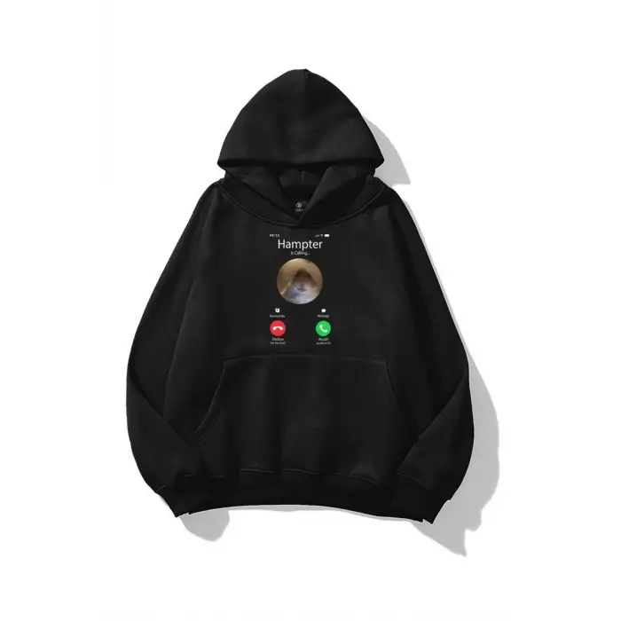 Unisex Hampter is Calling Sweatshirt Siyah