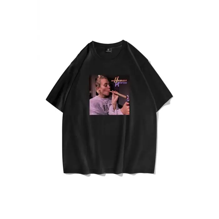 Unisex Hannah Montana Siyah Tshirt