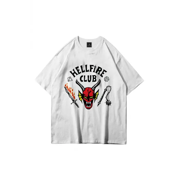 Unisex Hell Fire Club Tshirt Beyaz
