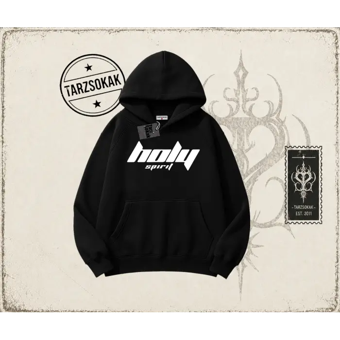 Unisex Holy Spirit Oversize Unisex Kapşonlu Sweatshirt Beyaz