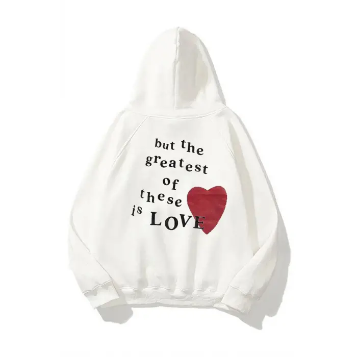 Unisex Hope Love Beyaz Sweatshirt