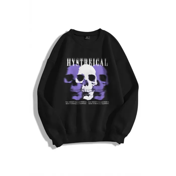 Unisex Hysterical Bisiklet Yaka Sweatshirt Siyah