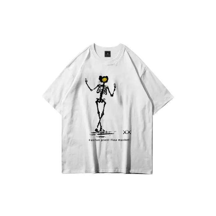 Unisex Iskelet Cactus Beyaz Tshirt