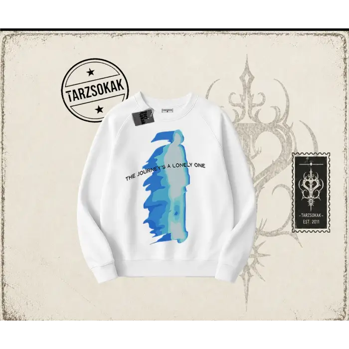Unisex Journey Oversize Unisex Bisiklet Yaka Sweatshirt Beyaz