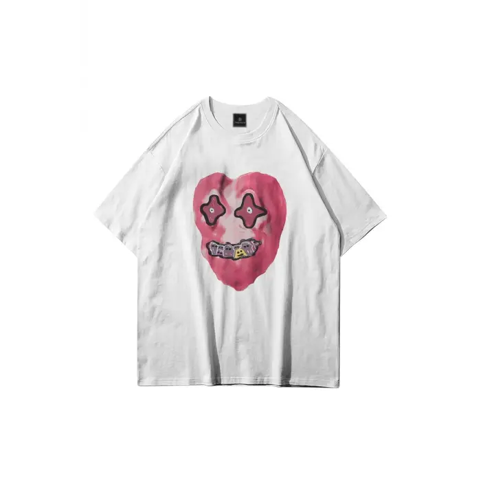 Unisex Kalp Beyaz Tshirt