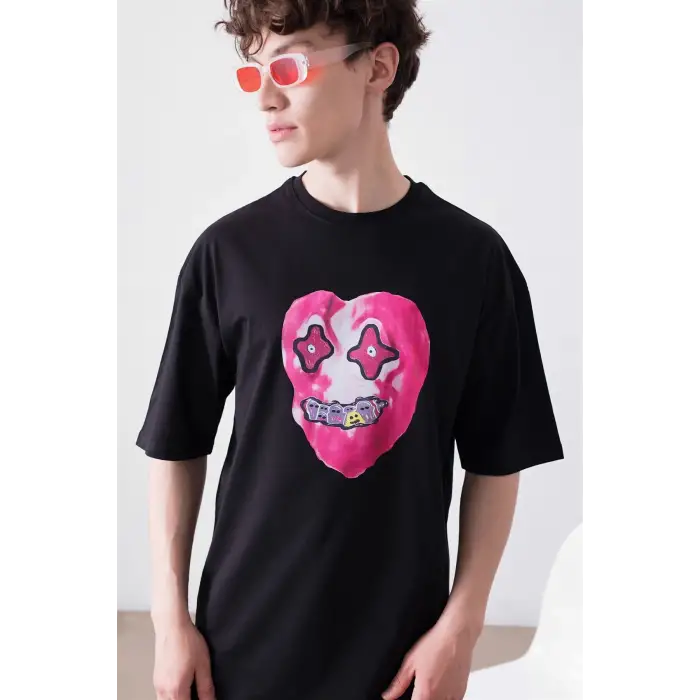 Unisex Kalp Siyah Tshirt