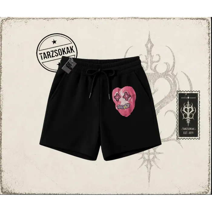 Unisex Kalp Unisex Şort Beyaz