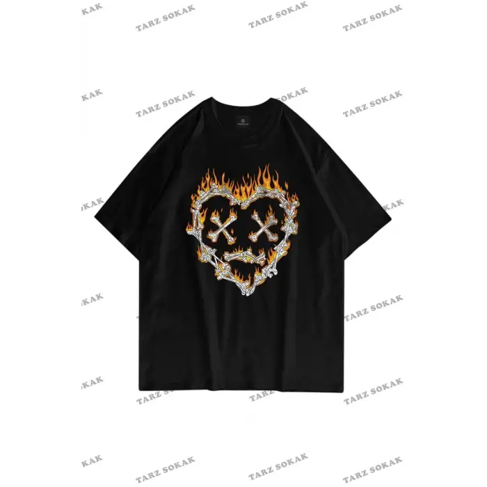 Unisex Kemik Kalp Siyah