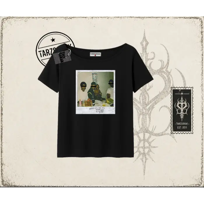 Unisex Kendrick Lamar M.a.a.d City Kadın Kayık Yaka Tişört Beyaz