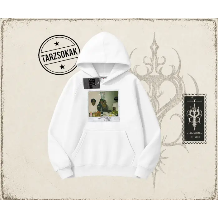 Unisex Kendrick Lamar M.a.a.d City Oversize Unisex Kapşonlu Sweatshirt Beyaz