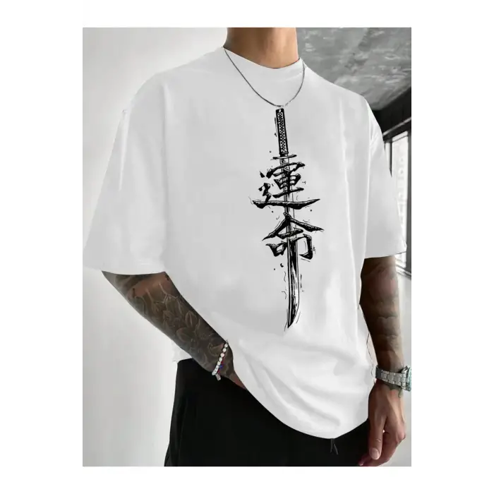 Unisex Kılıç Baskılı Oversize