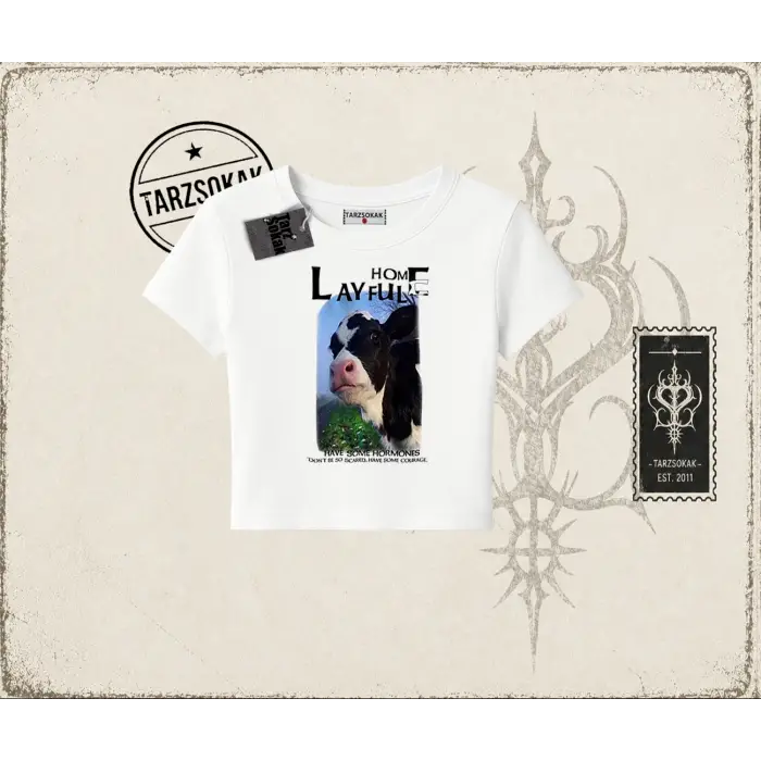 Unisex Layful Kadın Baby Tee Beyaz