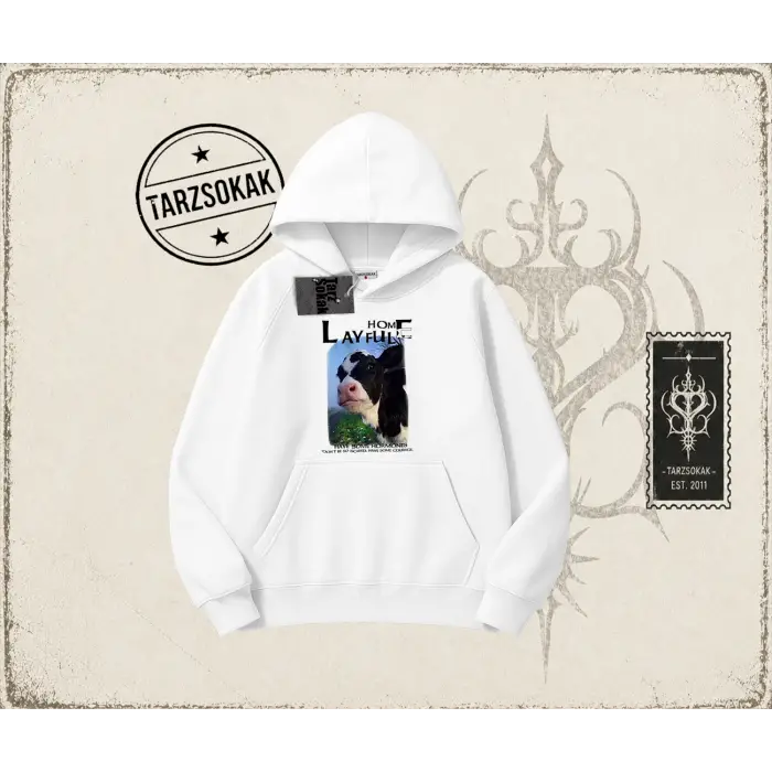 Unisex Layful Oversize Unisex Kapşonlu Sweatshirt Beyaz