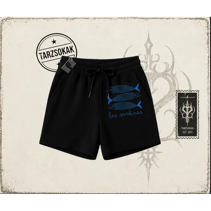 Unisex Les Sardines Unisex Şort Beyaz