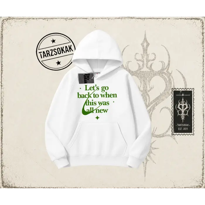 Unisex Lets Go Back Oversize Unisex Kapşonlu Sweatshirt Beyaz