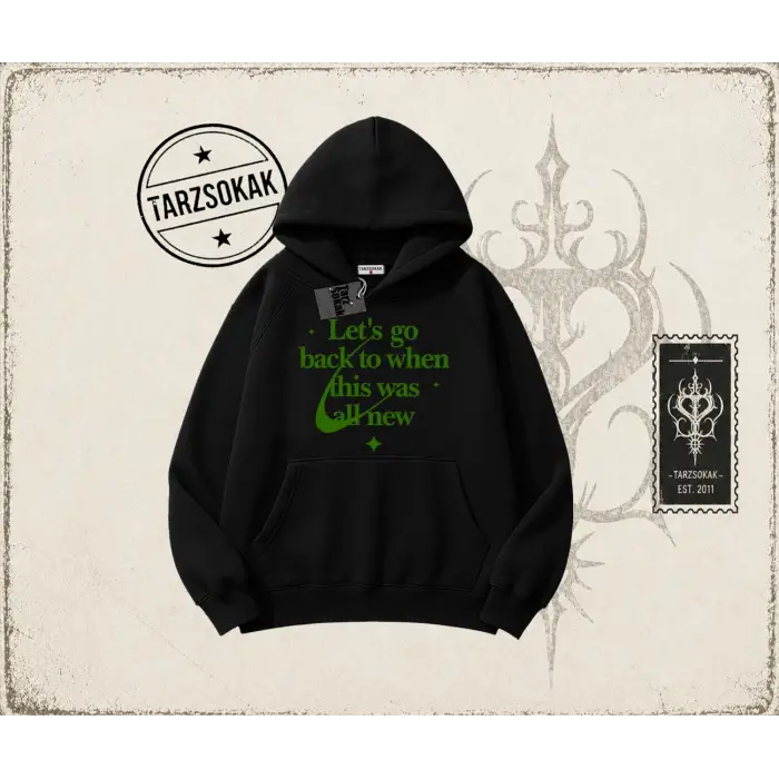 Unisex Lets Go Back Oversize Unisex Kapşonlu Sweatshirt Beyaz