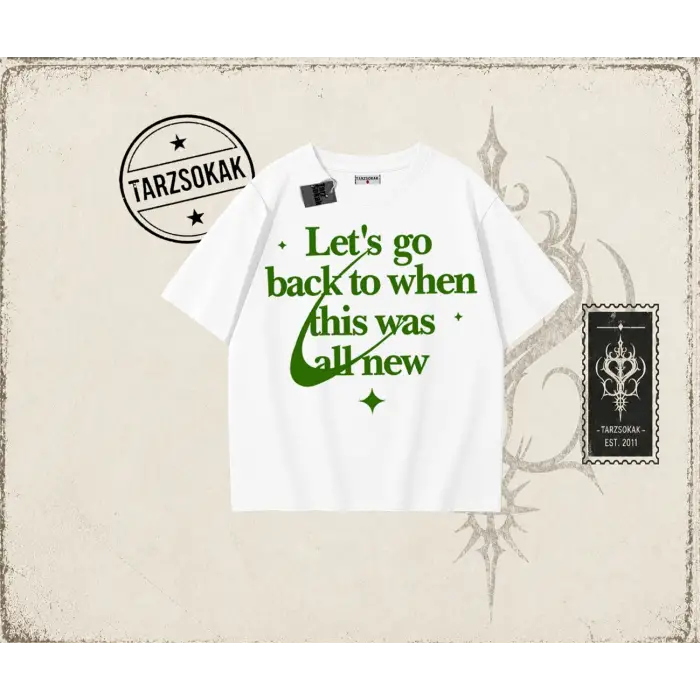 Unisex Lets Go Back Oversize Unisex Tişört Beyaz