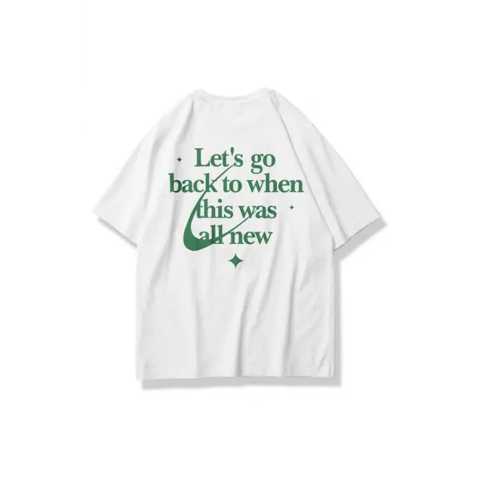 Unisex Lets Go Back Tshirt Beyaz