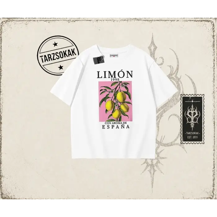 Unisex Limon 1998 Oversize Unisex Tişört Beyaz