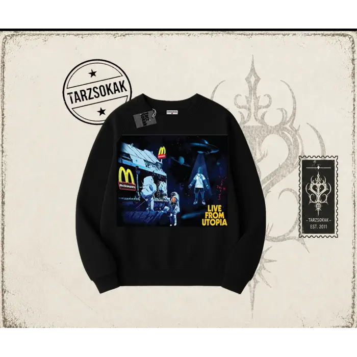 Unisex Live From Utopia Travis Scott Oversize Unisex Bisiklet Yaka Sweatshirt Beyaz